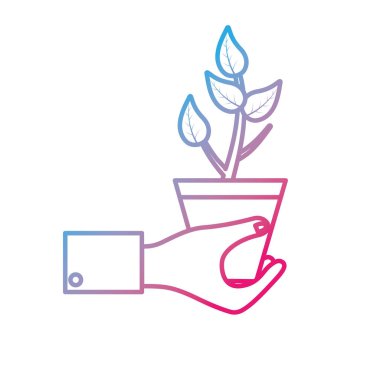 çizgi adam el ile doğal bitki ile vektör çizim bırakır