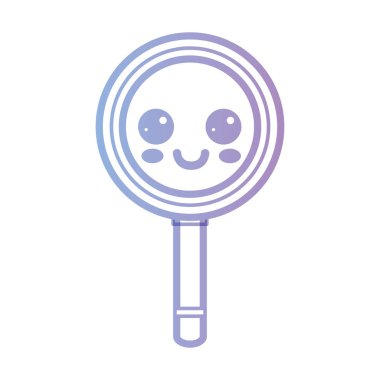 satır kawaii şirin mutlu Büyüteç vektör çizim