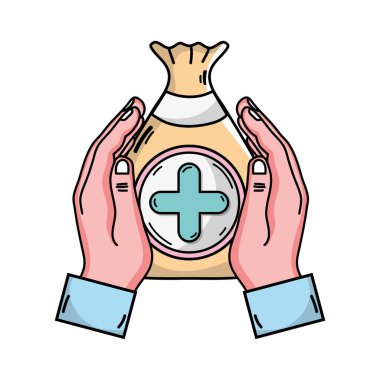 El çantası dotation kalp ve çapraz simge vektör çizim ile