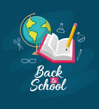 Geri okul ve eğitim tema vektör çizim için simge seti