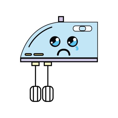 Kawaii şirin ağlayan Mikser teknoloji vektör çizim