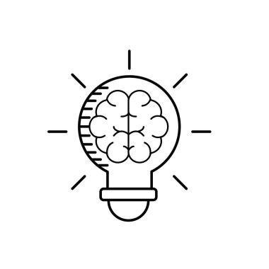 satır ampul beynin içinde yaratıcı tasarım vektör çizim ile