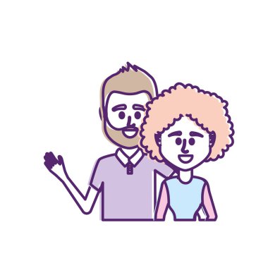 Çift birlikte rahat kıyafetler vektör çizim tasarım