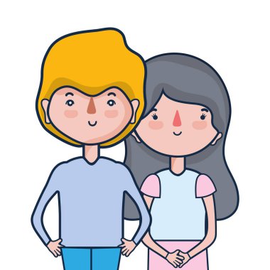 Güzellik çift ile birlikte saç modeli tasarım illüstrasyon vektör