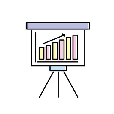 strateji tanıtımı istatistikleri bar ve vektör çizim büyüyen ok ile