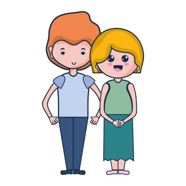 Güzellik çift ile birlikte saç modeli tasarım illüstrasyon vektör