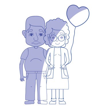 siluet eski coupe insanlar gözlük ve saç modeli ile illüstrasyon vektör