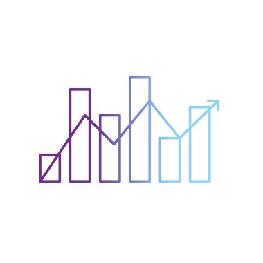 satır istatistik çubuk diyagram vektör çizim büyüyen ok ile