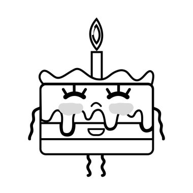 satır kawaii şirin mutlu pasta tatlı vektör çizim