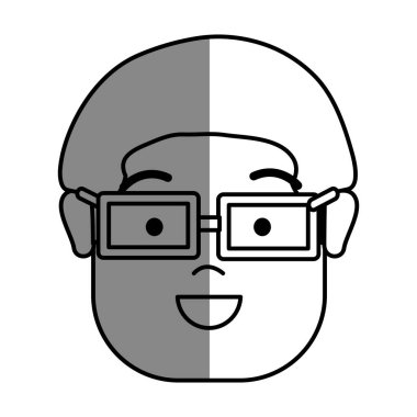 siluet mutlu adam saç modeli ve gözlük, vektör çizim tasarım