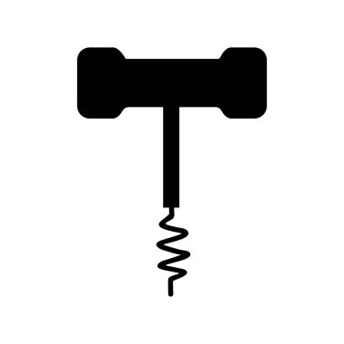 cork şarap şişesi, vektör çizim tasarım kontur tirbuşon aracı