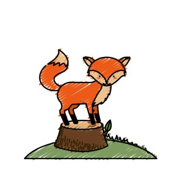 şirin fox hayvan Havaalanı ahşap ağaç vektör çizim