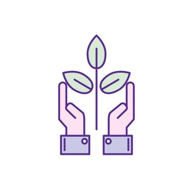 ekoloji bitki yaprakları ve eller yukarı vektör çizim