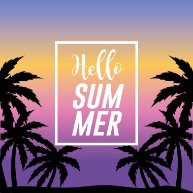 sümer tatil Adası palmiye ağaçları ile vektör çizim