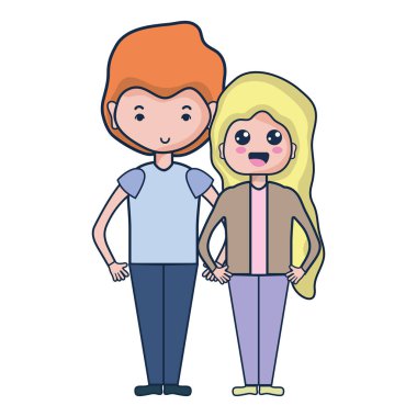 Güzellik çift ile birlikte saç modeli tasarım illüstrasyon vektör