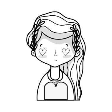 satır güzellik gelinle evli elbise ve saç modeli vektör çizim