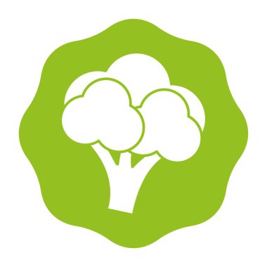 etiket lezzetli brokoli sağlıklı meyve, vektör çizim