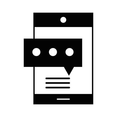 kontur smartphone teknoloji ile sohbet kabarcık metin vektör çizim