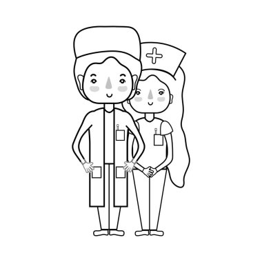 Doktor ve hemşire insanlar vektör çizim yardımcı olmak için sıraya