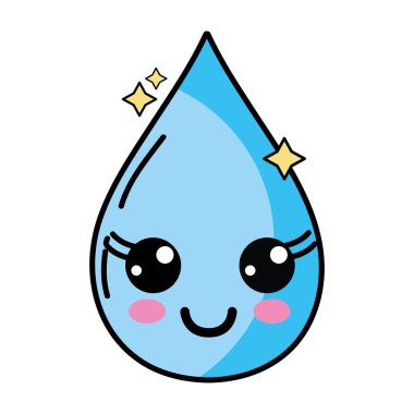 Kawaii şirin mutlu su damla vektör çizim