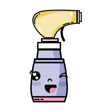 Kawaii şirin komik sprey şişe vektör çizim