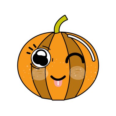 Kawaii güzel mutlu kabak sebze, vektör çizim tasarım