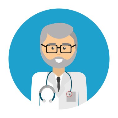 profesyonel doktor stetoskop, Gözlük, üniforma ile vektör çizim