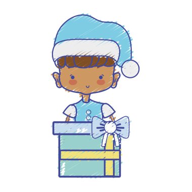 Kız Giysi ve Noel mevcut hediye vektör çizim