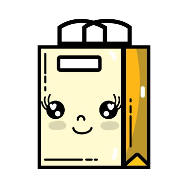Kawaii hoş mutlu alışveriş çanta vektör çizim