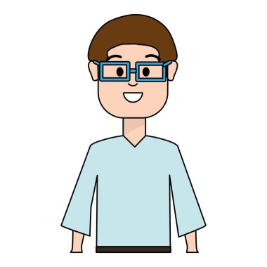 mutlu adam gözlük ve gömlek, vektör çizim tasarım