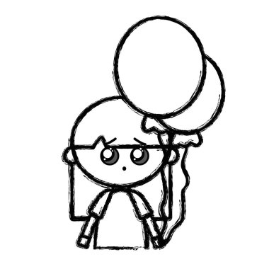 satır güzellik kızla balonlar ve saç modeli tasarlamak vektör