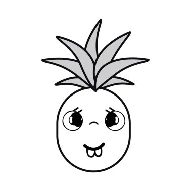 siluet kawaii şirin üzgün ananas sebze, vektör çizim