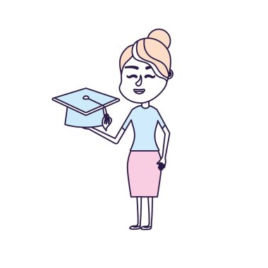 kadın öğretmen Okulu aracında el vektör çizim ile