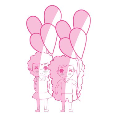 siluet ihale güzel kızlarla balonlar ve rahat kıyafet, vektör çizim