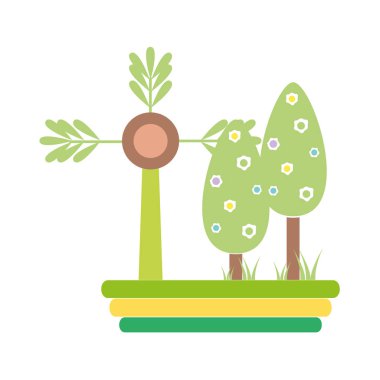 çiçekli güzel ağaçlar ve dalları ile bitki illüstrasyon vektör