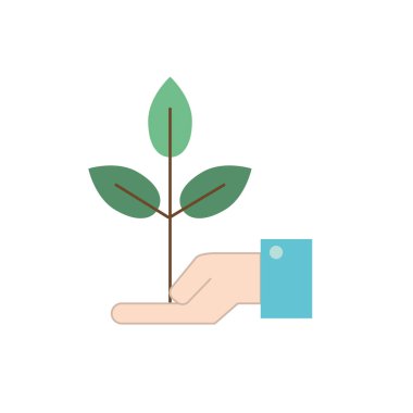 ekoloji bitki yapraklarında palm el vektör çizim ile