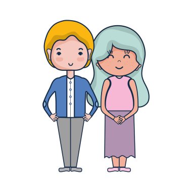 Güzellik çift ile birlikte saç modeli tasarım illüstrasyon vektör