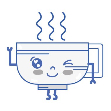 Kawaii şirin komik kahve fincanı vektör çizim