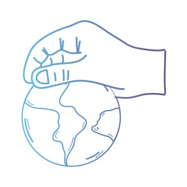 satırı el ile küresel dünya gezegen ve Coğrafya ubication vektör çizim