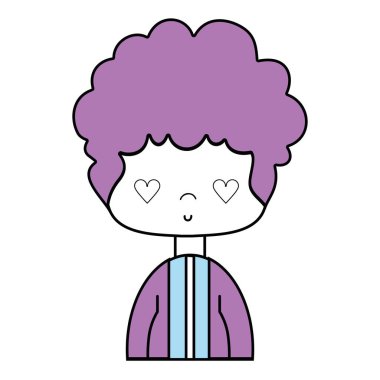 şık takım elbise ve kalp gözleri vektör illusration güzel çocuk