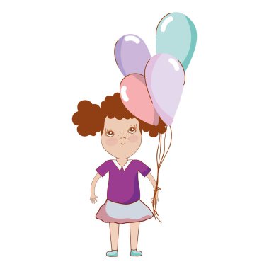 hballoons ve rahat kıyafet, vektör çizim ile güzel kız