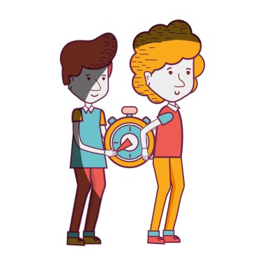 teslimatçı cep saat elinde vektör çizim