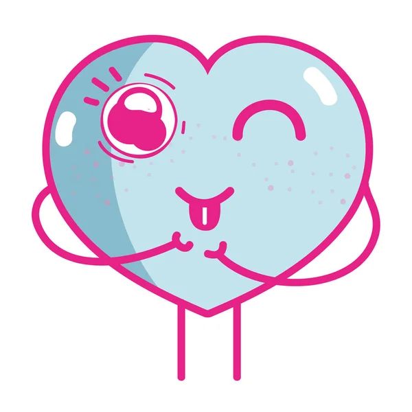 卡瓦伊可爱有趣的心脏爱情矢量插图 — 图库矢量图片