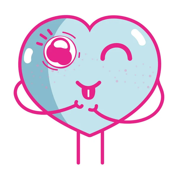 Kawaii Lindo Corazón Divertido Vector Amor Ilustración — Archivo Imágenes Vectoriales