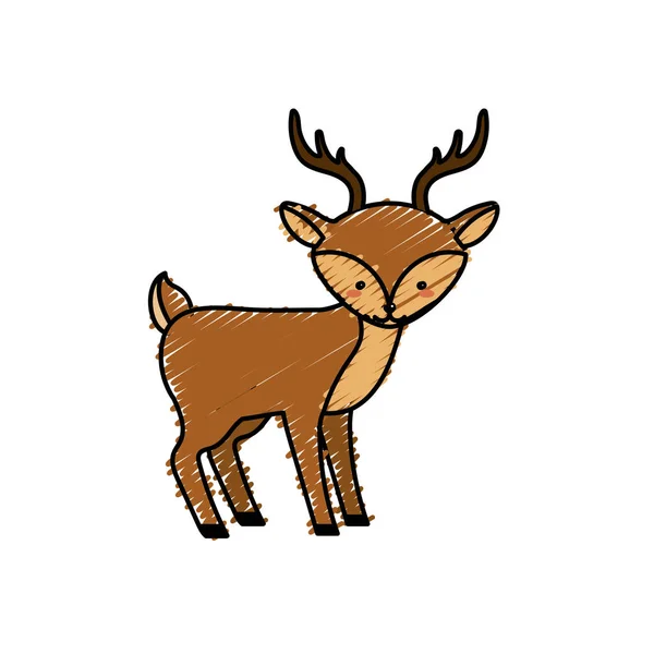 Bonito Cervo Animal Selvagem Ícone Vetor Ilustração — Vetor de Stock