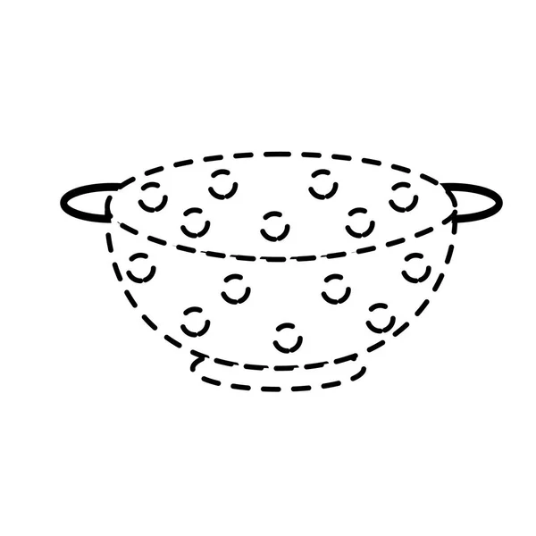 Dotted Shape Colander Kitchen Utensil Object Cuisine Vector Illustration — Stock Vector