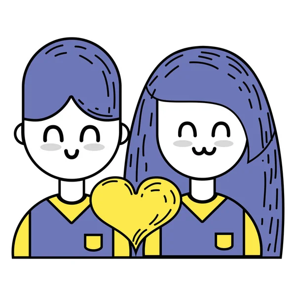 Couple Beauty Relation Ships Heart Vector Illustration — Stock Vector