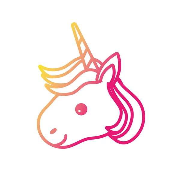 Silueta Linda Cabeza Unicornio Con Cuerno Peinado Vector Ilustración — Vector de stock