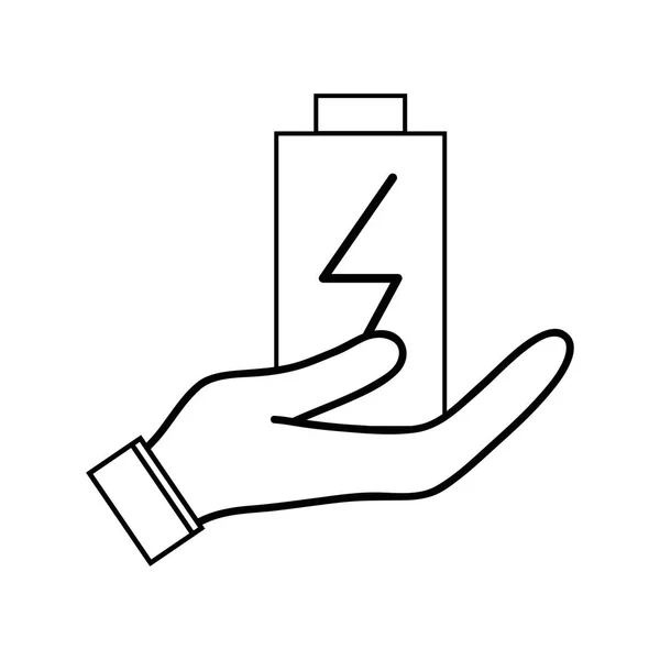 Line Power Elektrisk Batteriladdare Hand Vektorillustration — Stock vektor