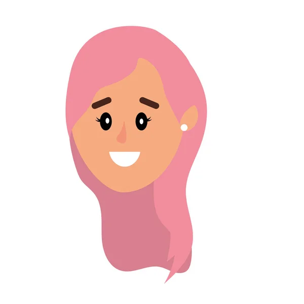 Cabeça Mulher Avatar Com Desenho Penteado Ilustração Vetorial — Vetor de Stock